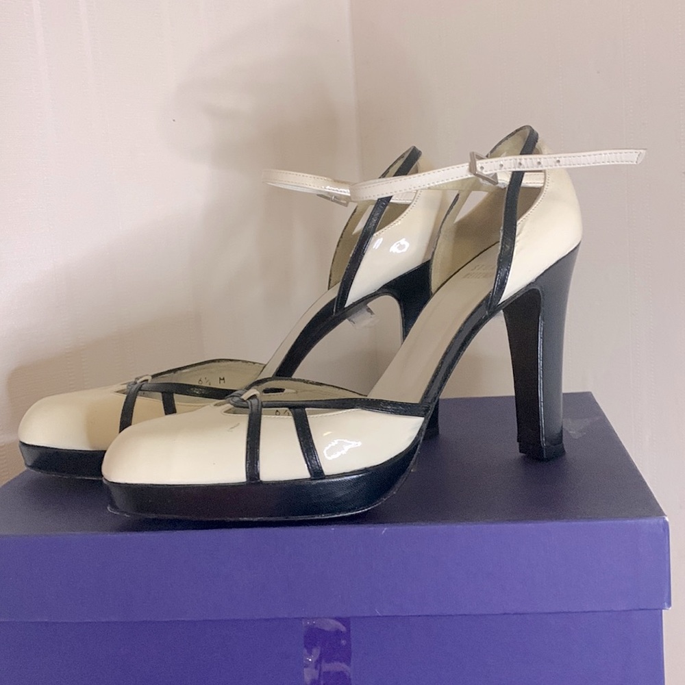 Stuart Weitzman Black and Cream Heels